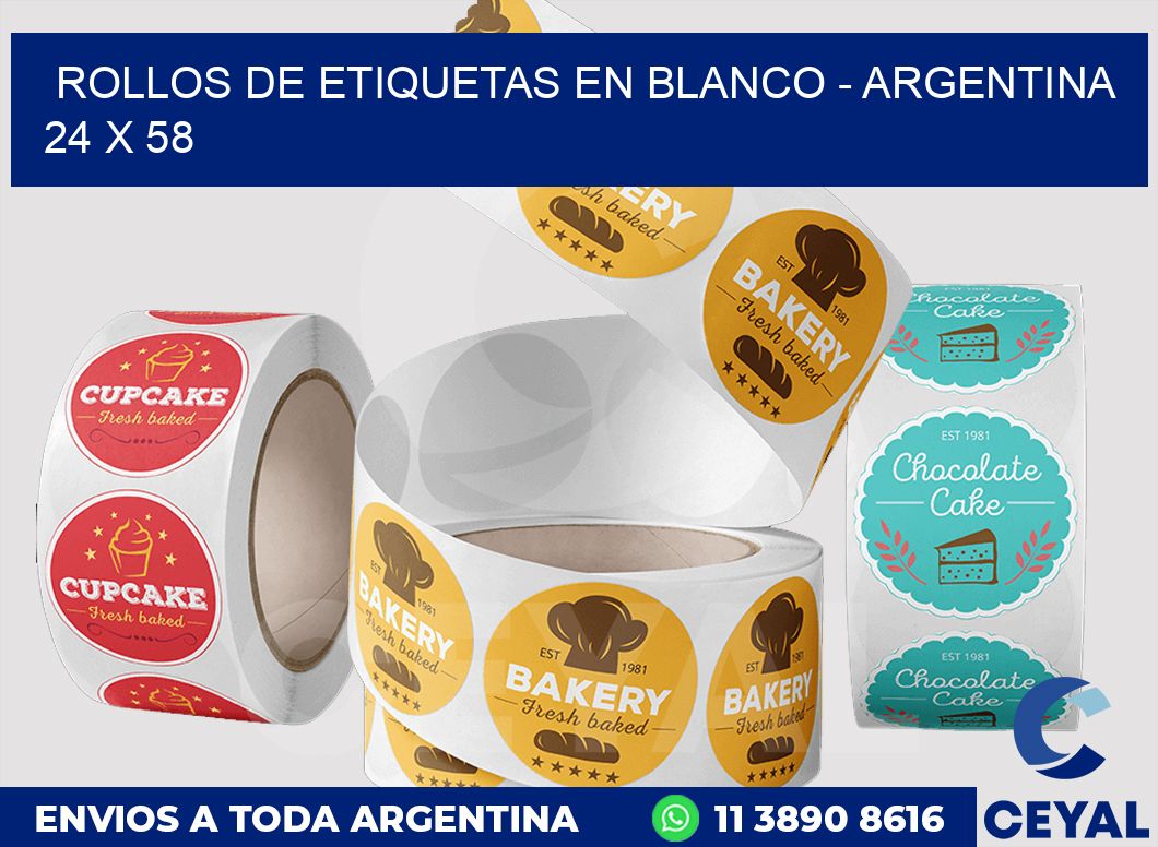 Rollos de etiquetas en blanco – Argentina 24 x 58