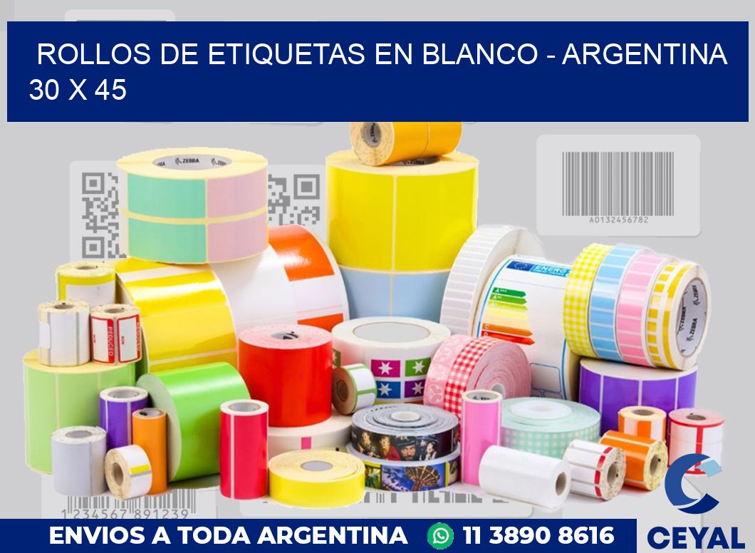 Rollos de etiquetas en blanco – Argentina 30 x 45