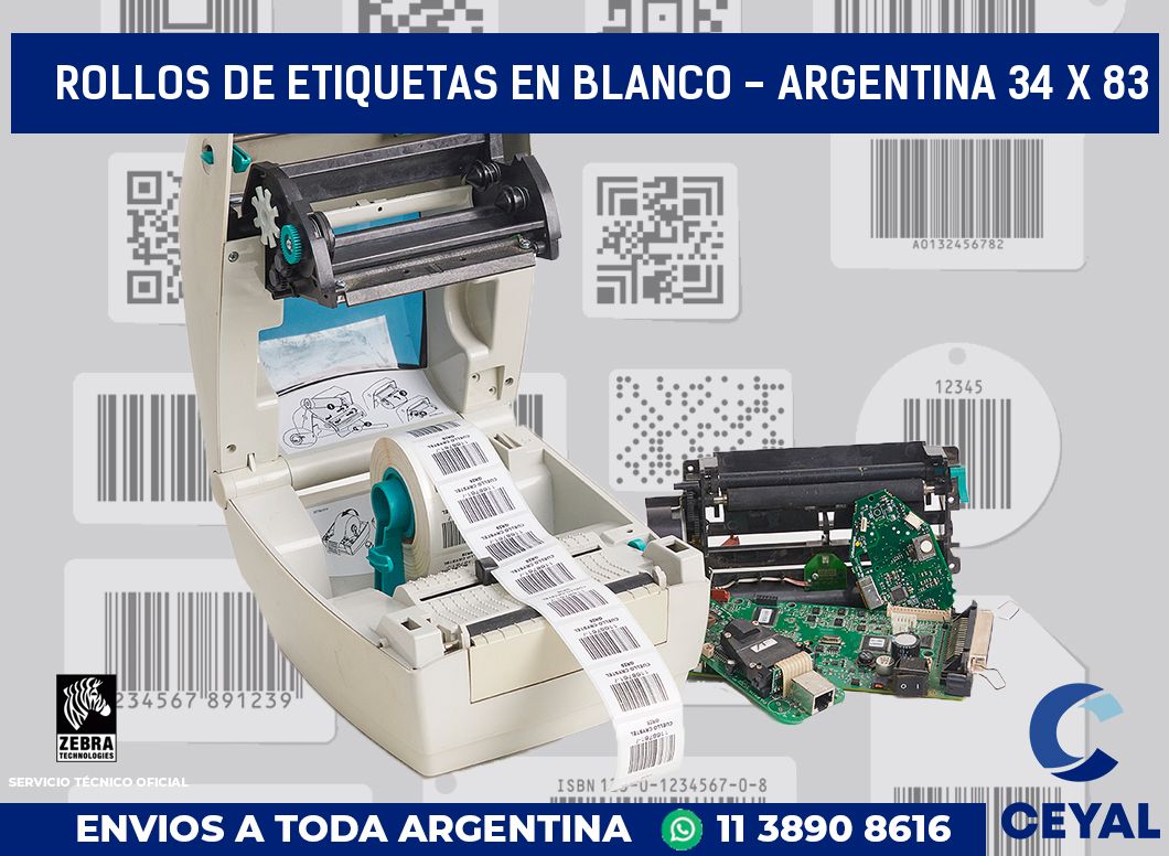 Rollos de etiquetas en blanco - Argentina 34 x 83