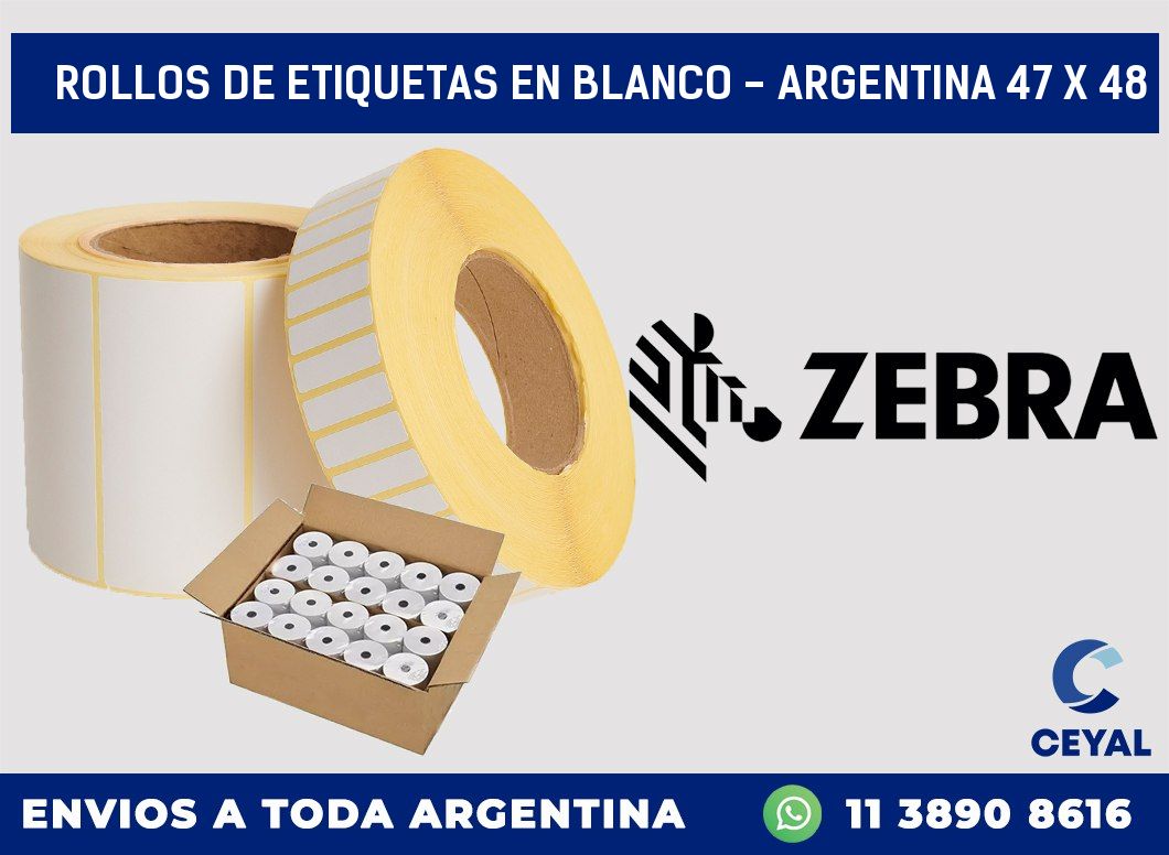 Rollos de etiquetas en blanco – Argentina 47 x 48