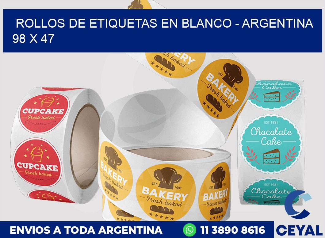 Rollos de etiquetas en blanco - Argentina 98 x 47