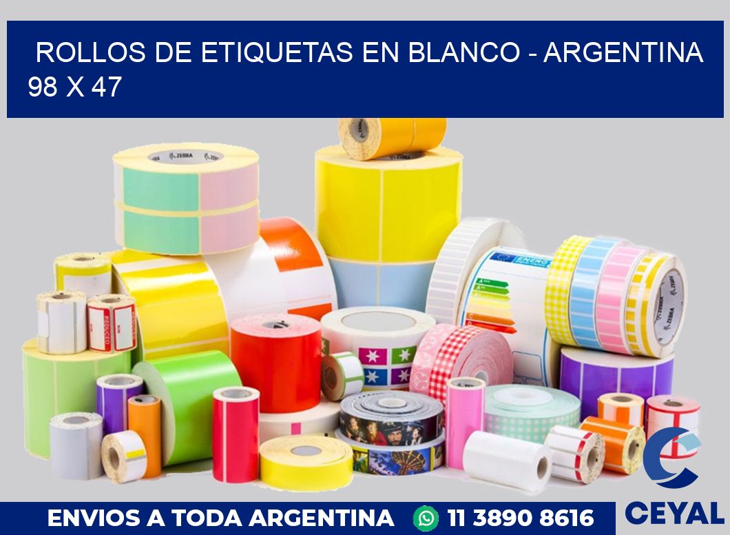 Rollos de etiquetas en blanco – Argentina 98 x 47