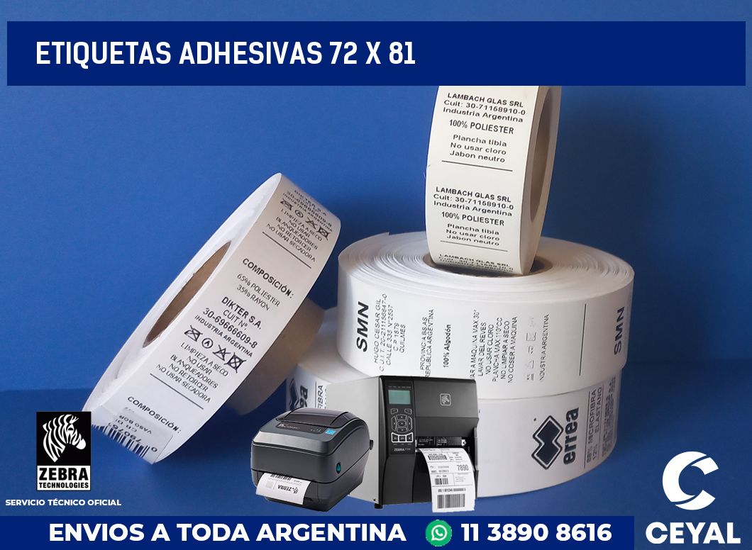 etiquetas adhesivas 72 x 81