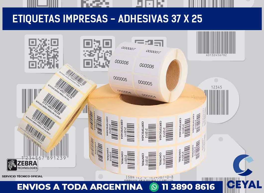 etiquetas impresas – Adhesivas 37 x 25