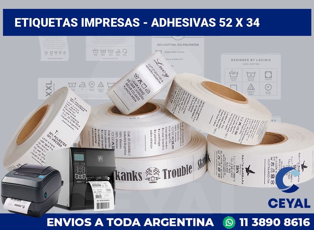 etiquetas impresas – Adhesivas 52 x 34