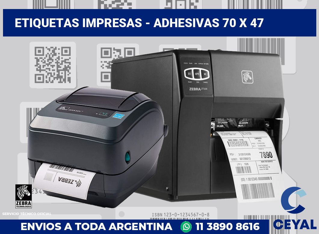 etiquetas impresas - Adhesivas 70 x 47