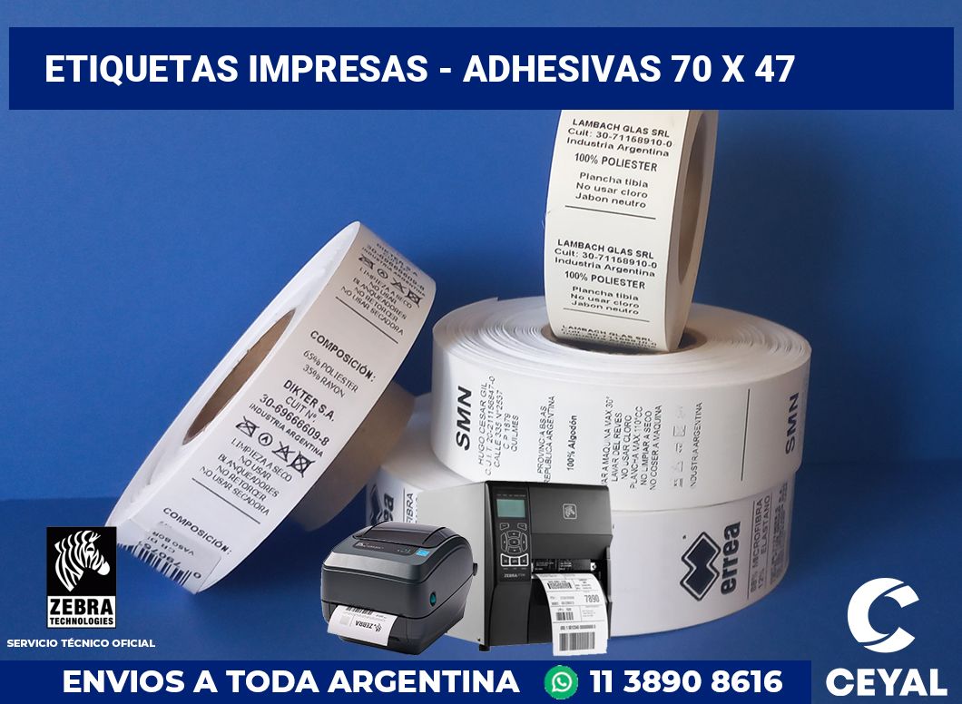 etiquetas impresas - Adhesivas 70 x 47