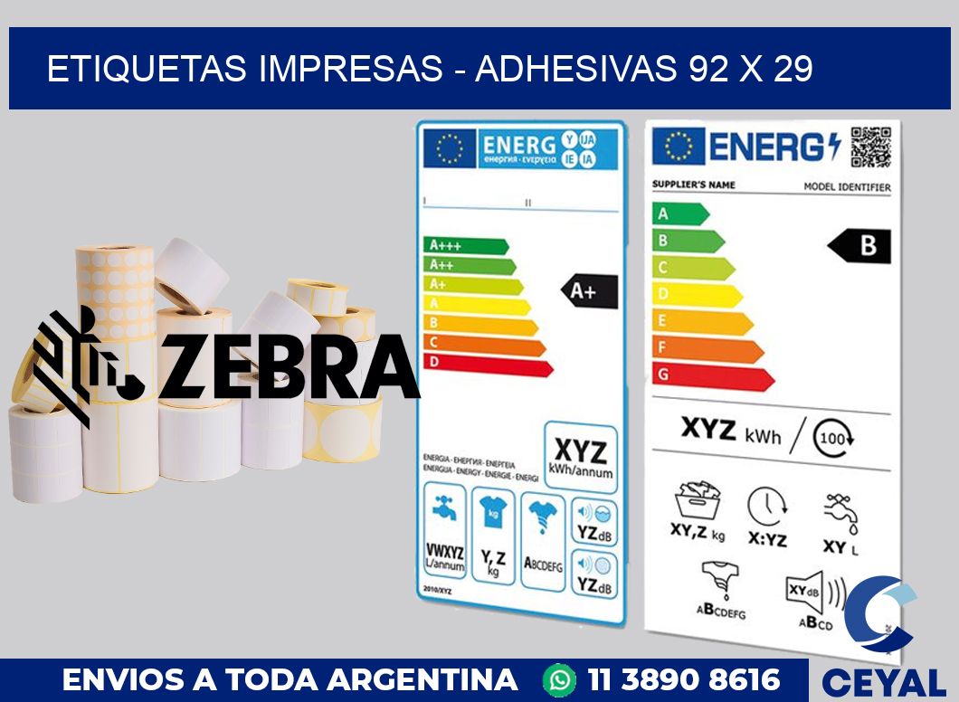 etiquetas impresas - Adhesivas 92 x 29