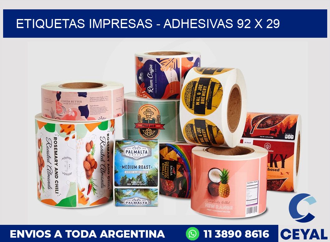 etiquetas impresas – Adhesivas 92 x 29