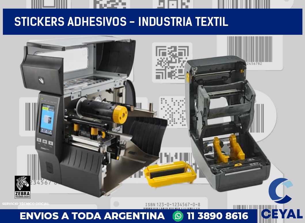 stickers adhesivos - Industria textil