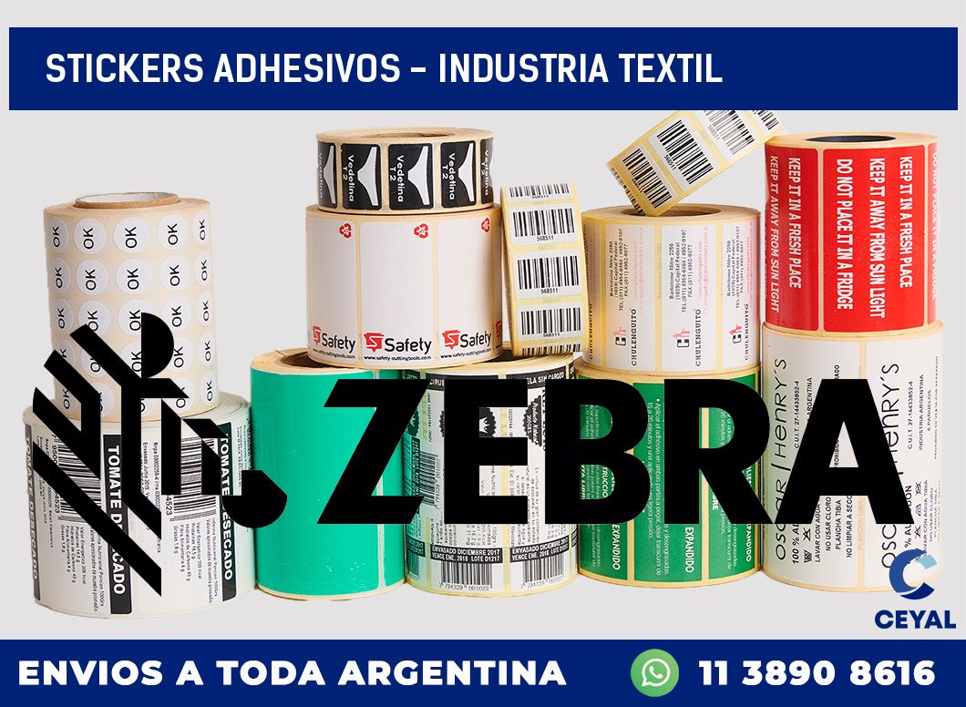 stickers adhesivos – Industria textil