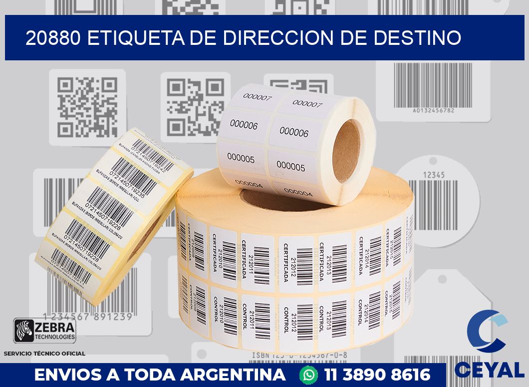 20880 Etiqueta de direccion de destino