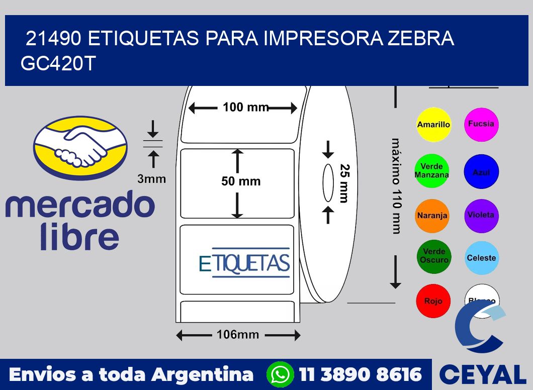 21490 etiquetas para impresora zebra GC420T