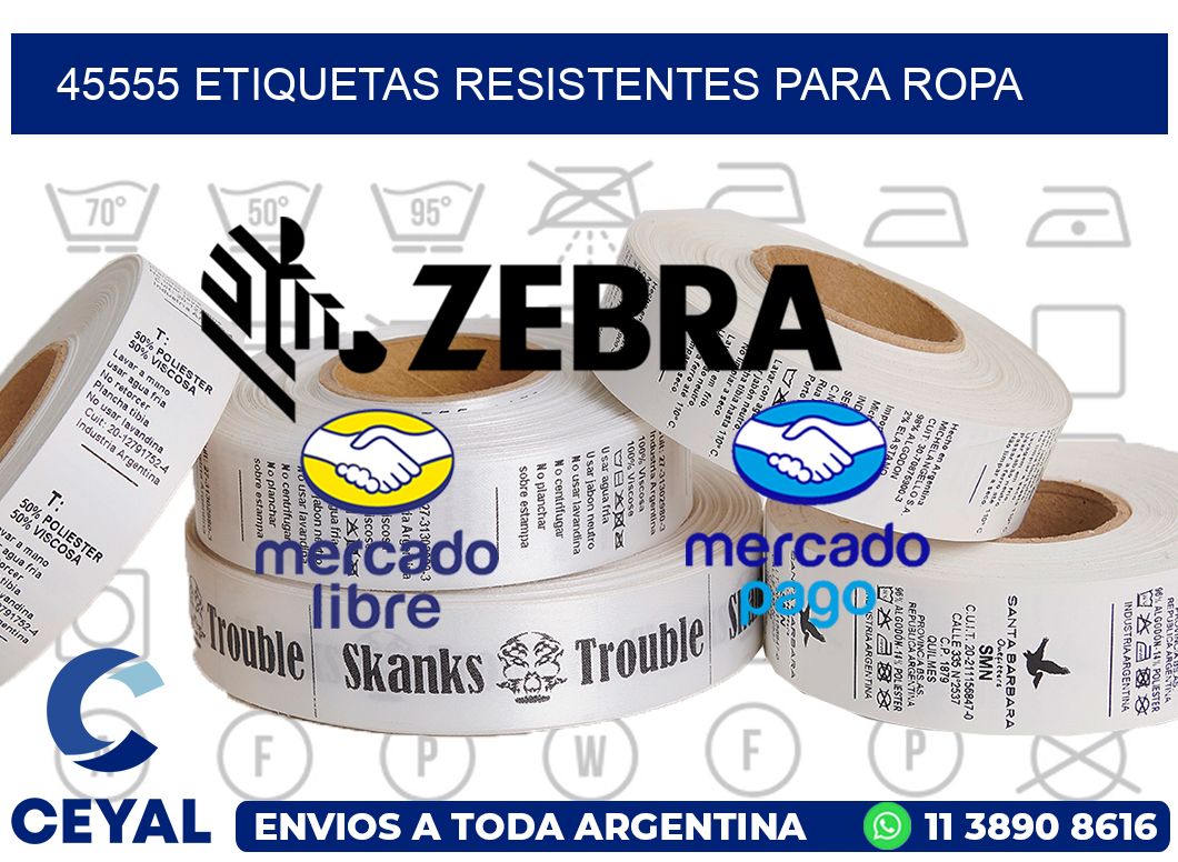 45555 Etiquetas resistentes para Ropa