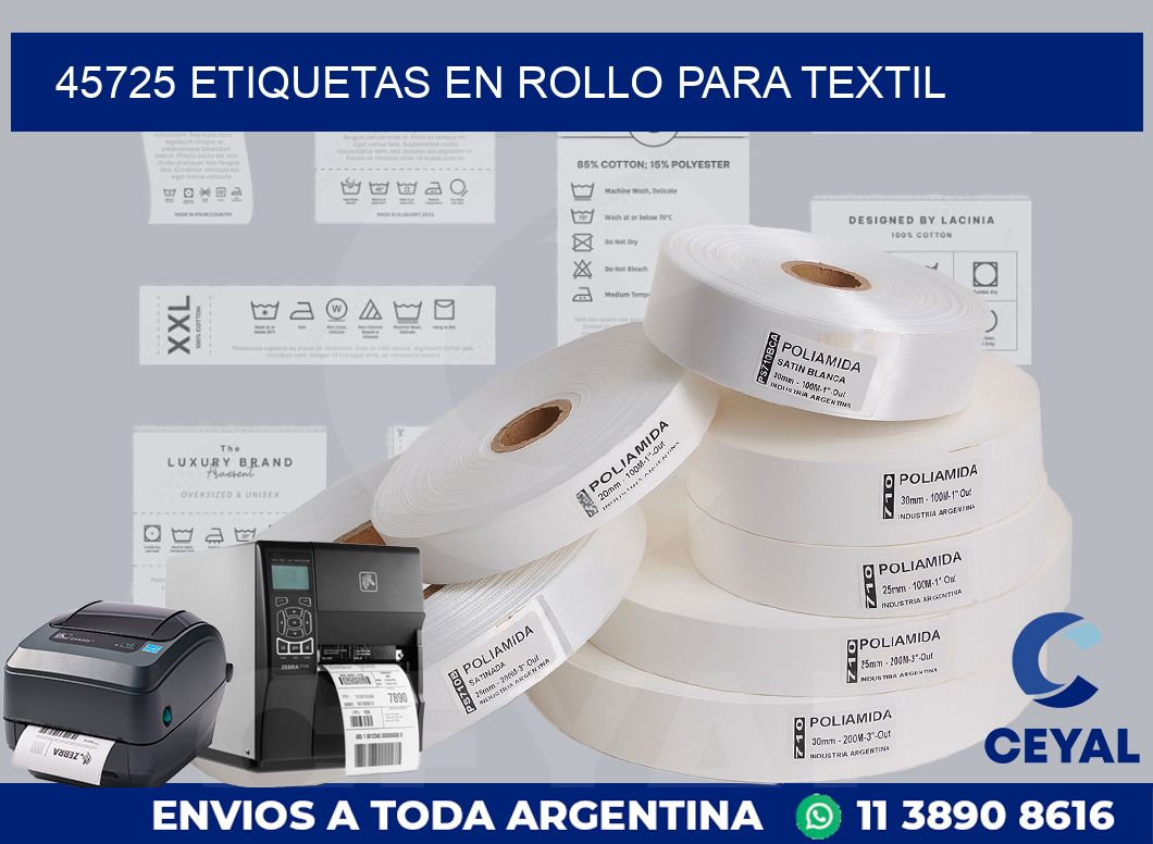 45725 etiquetas en rollo para textil