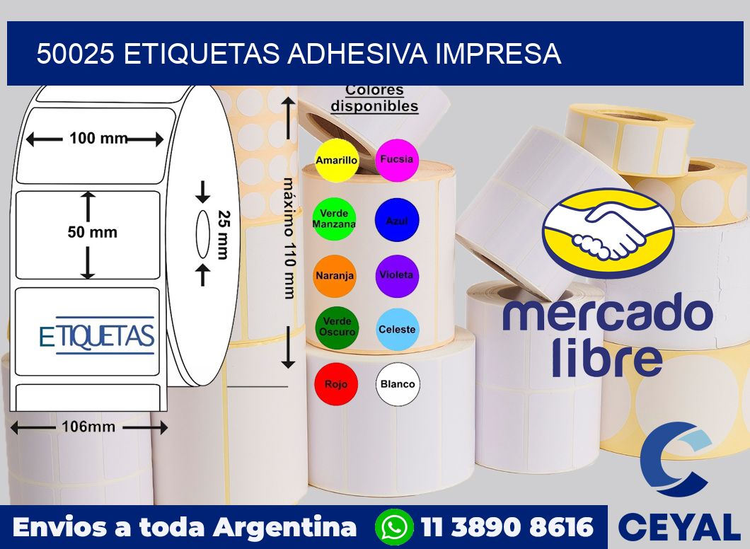 50025 etiquetas adhesiva impresa