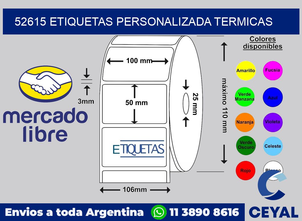 52615 etiquetas personalizada termicas