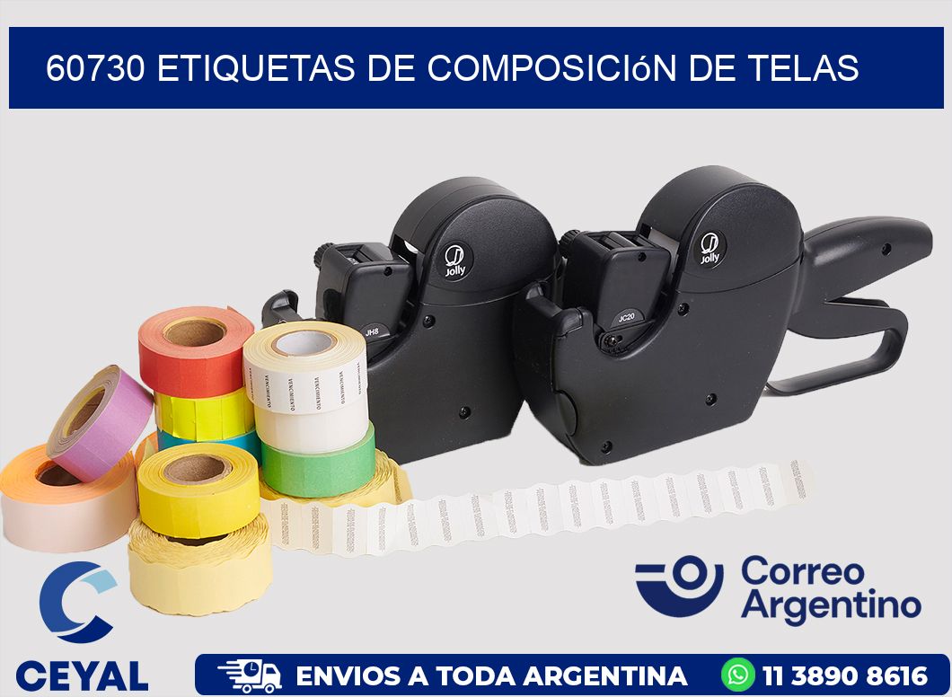 60730 Etiquetas de composición de Telas