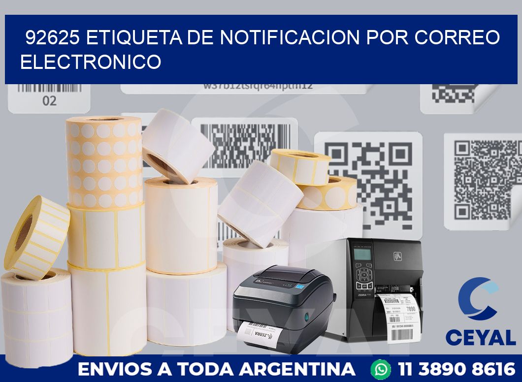 92625 Etiqueta de notificacion por correo electronico