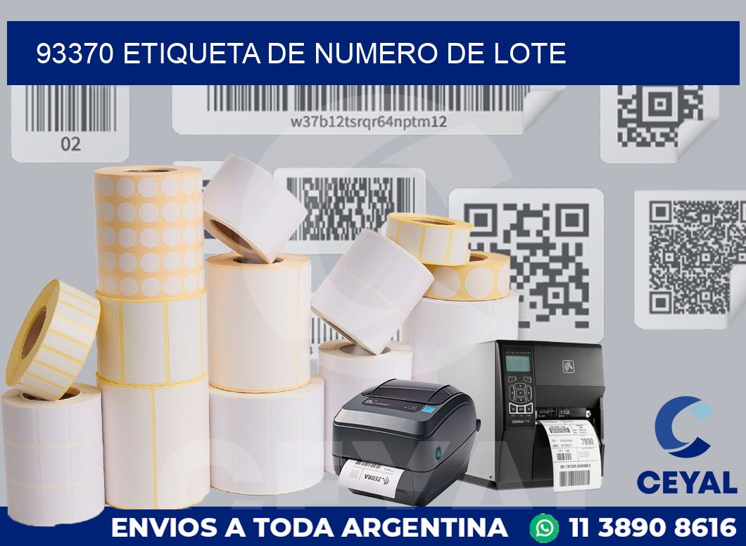 93370 Etiqueta de numero de lote