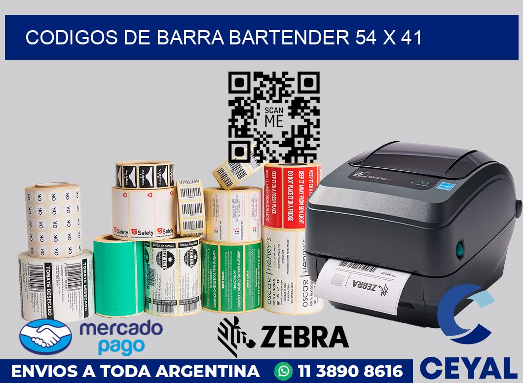 Codigos de barra Bartender 54 x 41