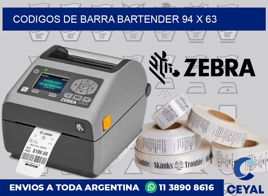 Codigos de barra Bartender 94 x 63