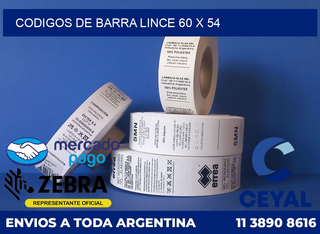 Codigos de barra Lince 60 x 54