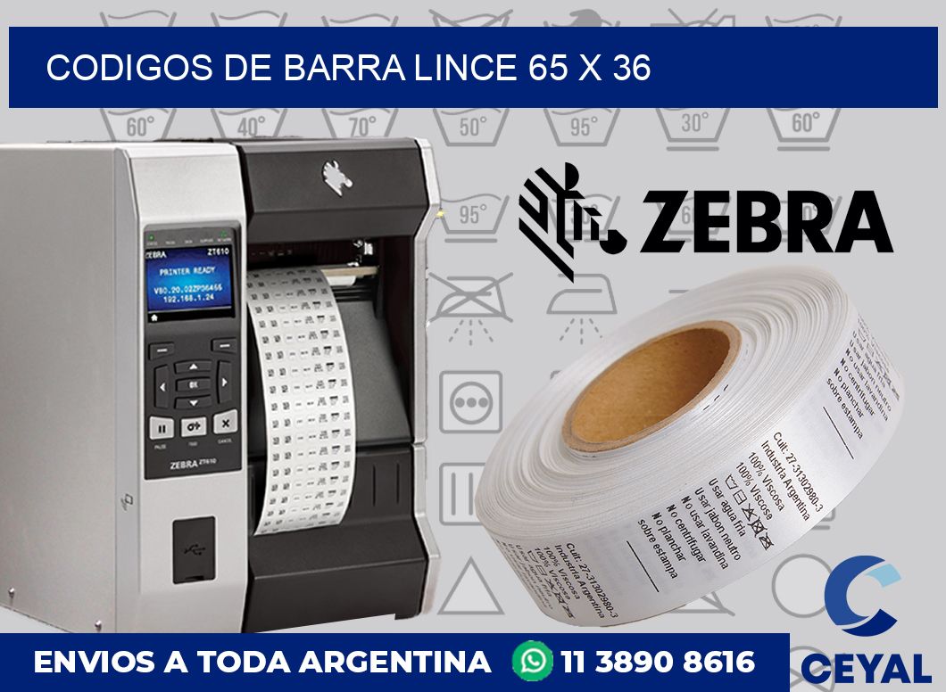 Codigos de barra Lince 65 x 36