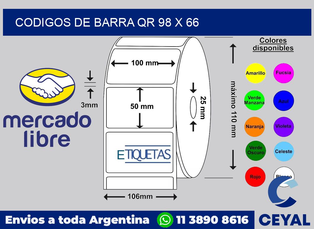 Codigos de barra QR 98 x 66