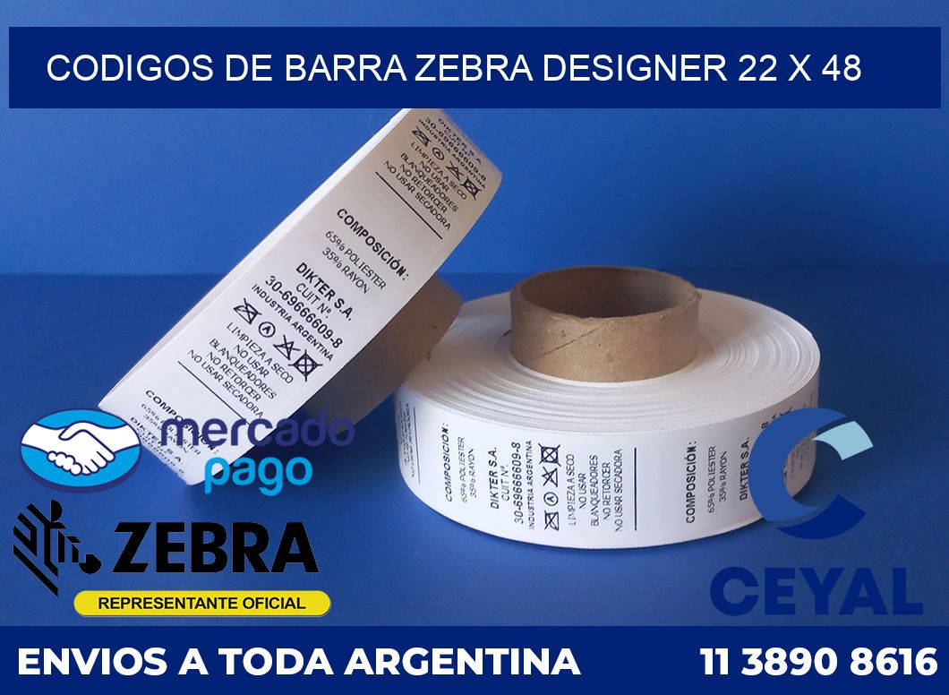 Codigos de barra Zebra designer 22 x 48