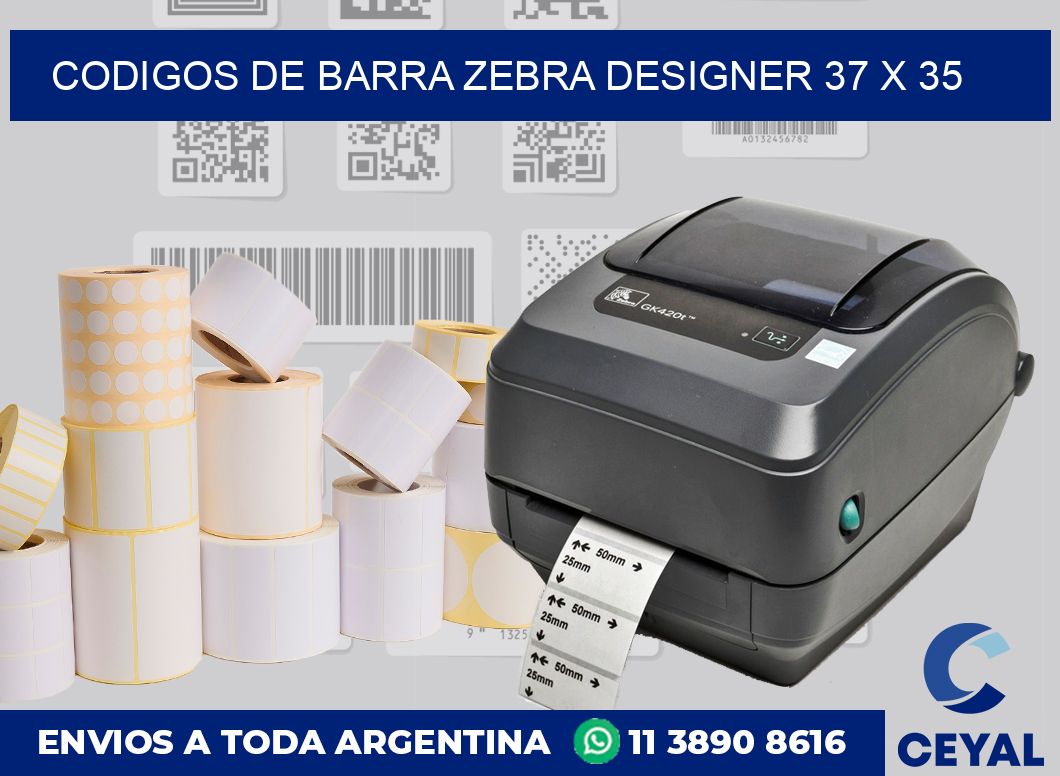 Codigos de barra Zebra designer 37 x 35