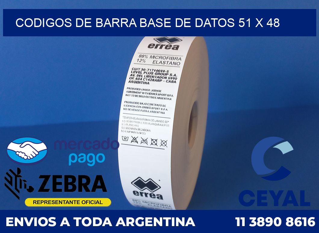 Codigos de barra base de datos 51 x 48