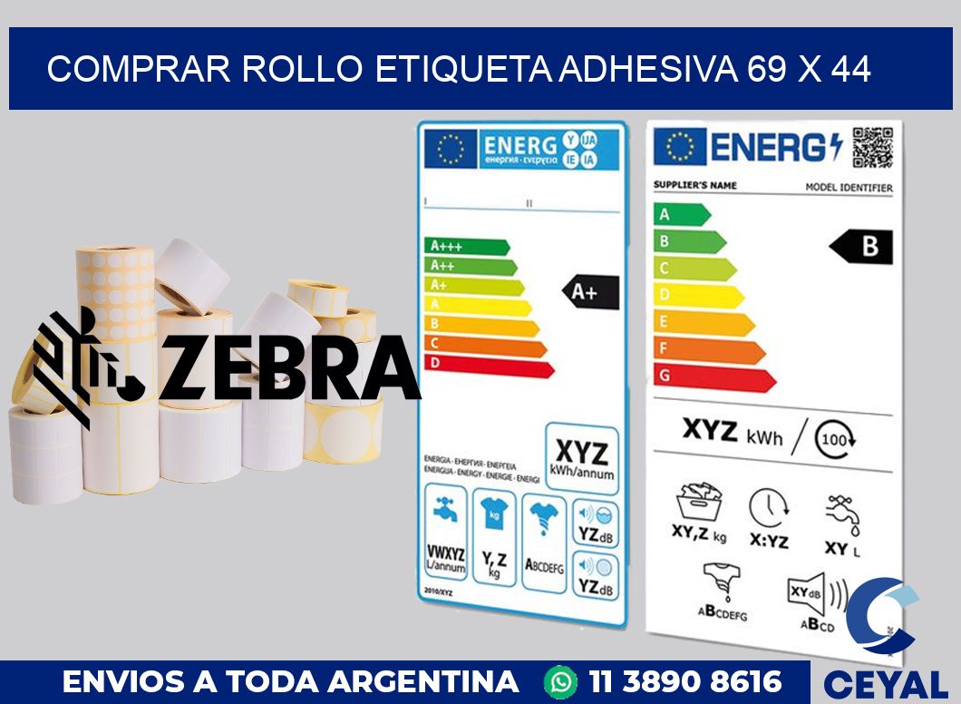 Comprar rollo etiqueta adhesiva 69 x 44