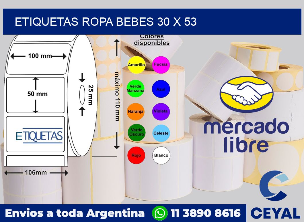 Etiquetas ropa bebes 30 x 53