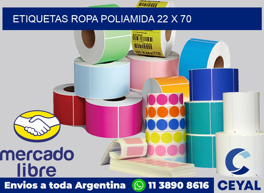 Etiquetas ropa poliamida 22 x 70