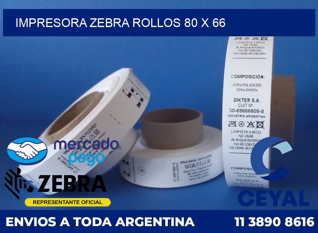 Impresora Zebra rollos 80 x 66