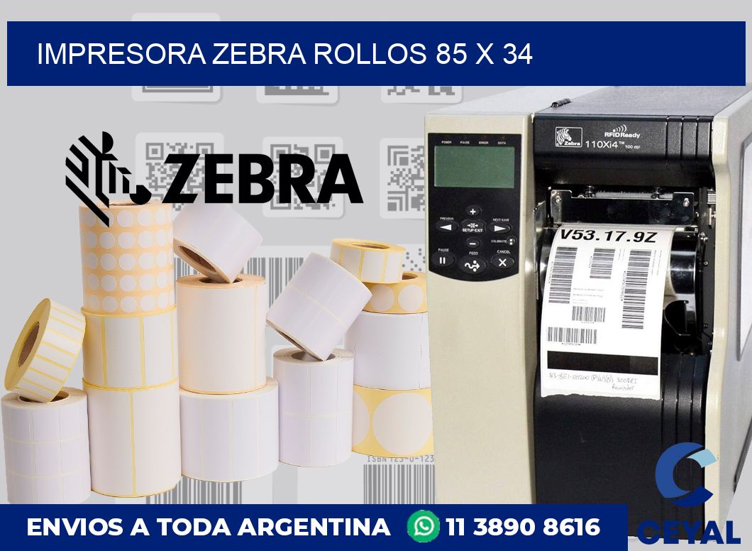 Impresora Zebra rollos 85 x 34