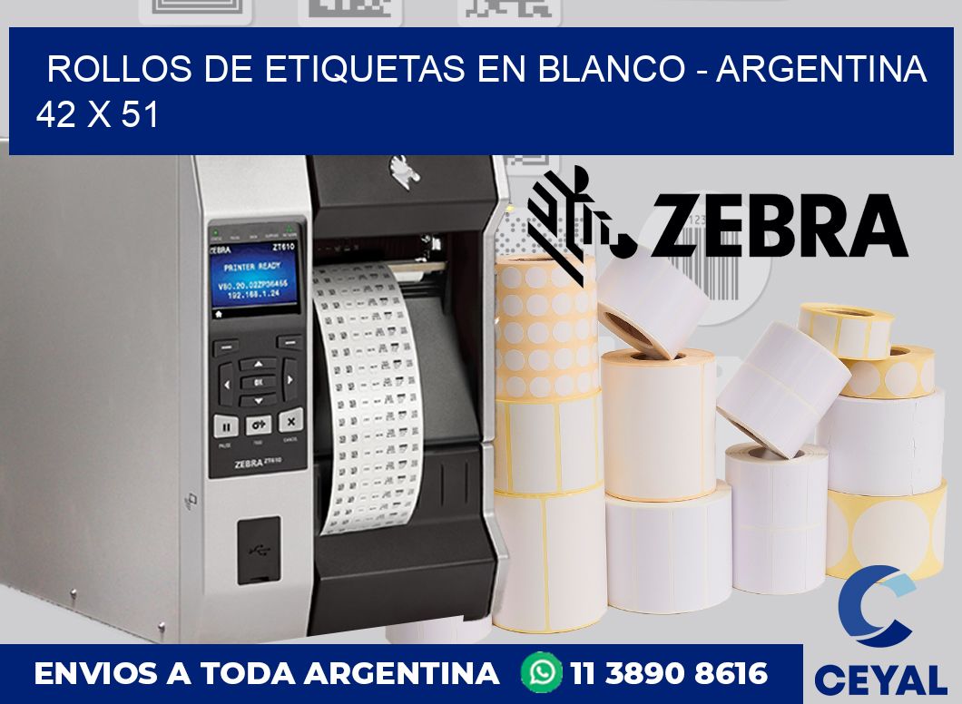 Rollos de etiquetas en blanco – Argentina 42 x 51