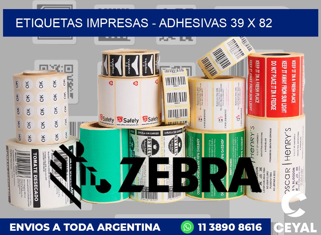 etiquetas impresas - Adhesivas 39 x 82