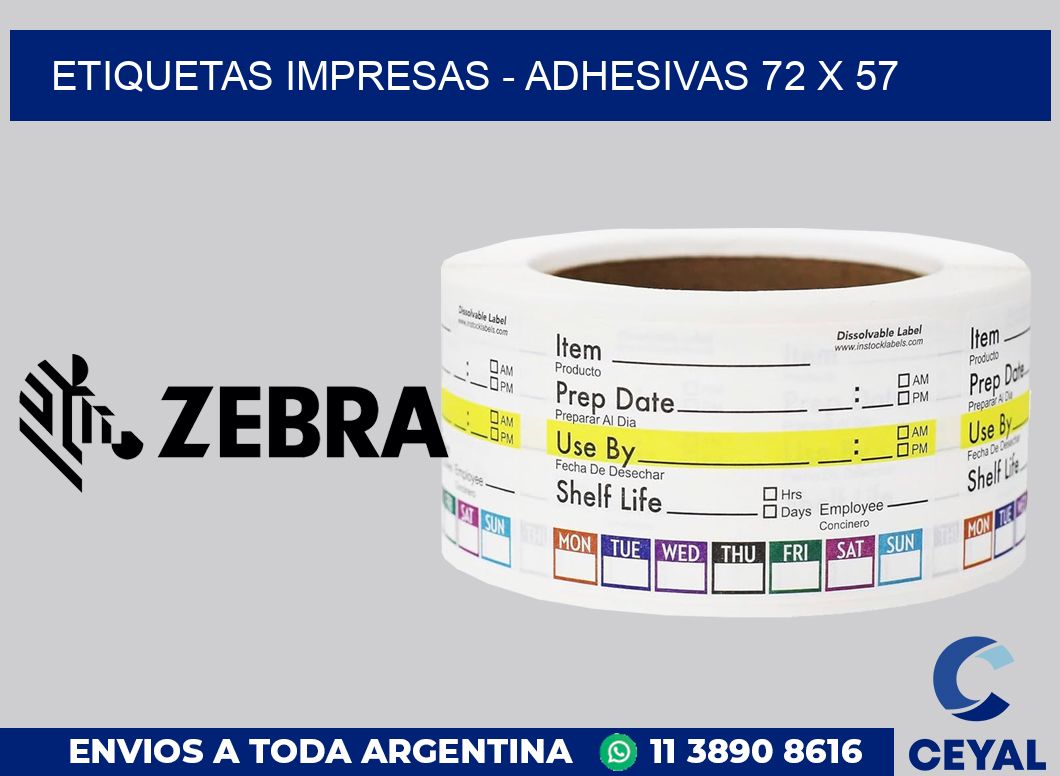 etiquetas impresas - Adhesivas 72 x 57