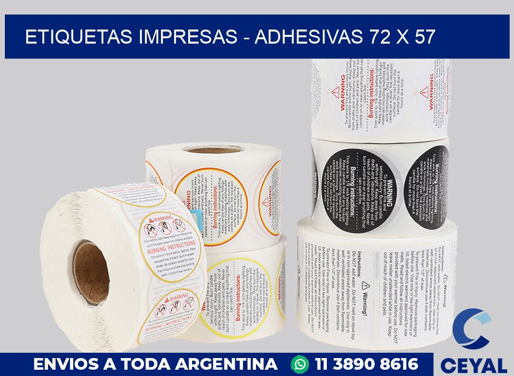 etiquetas impresas – Adhesivas 72 x 57