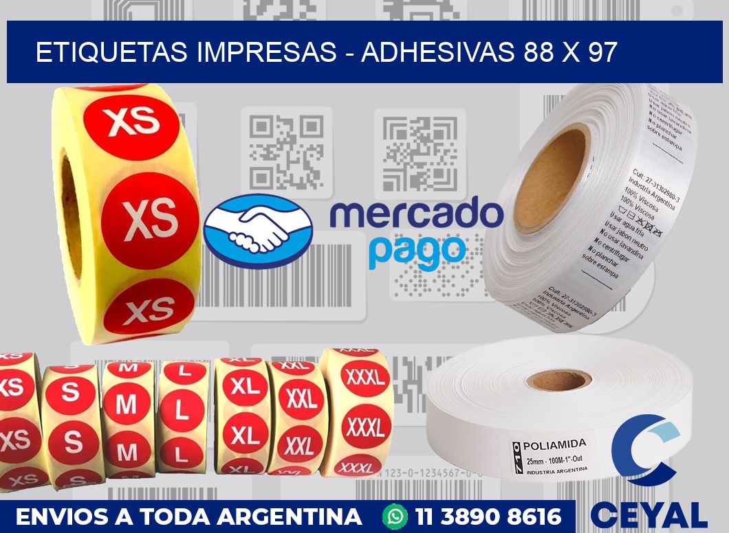 etiquetas impresas - Adhesivas 88 x 97