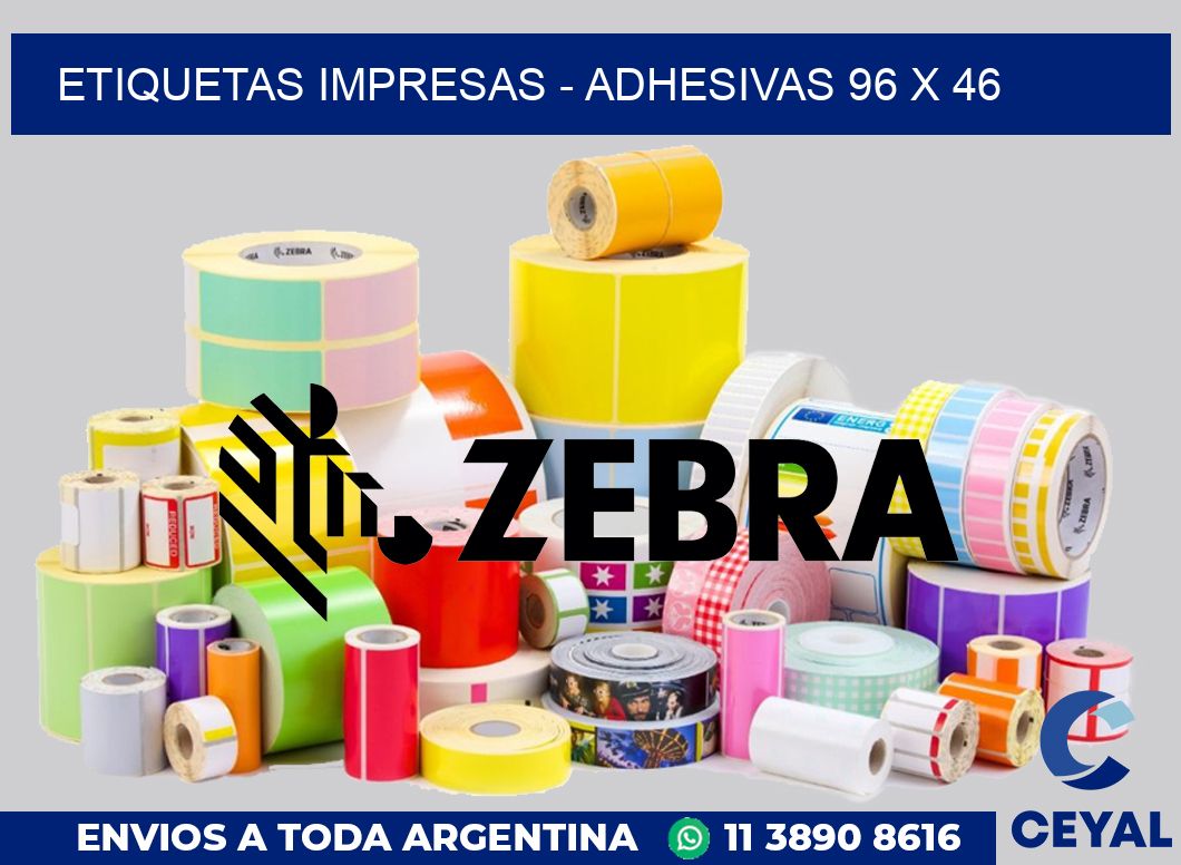 etiquetas impresas - Adhesivas 96 x 46