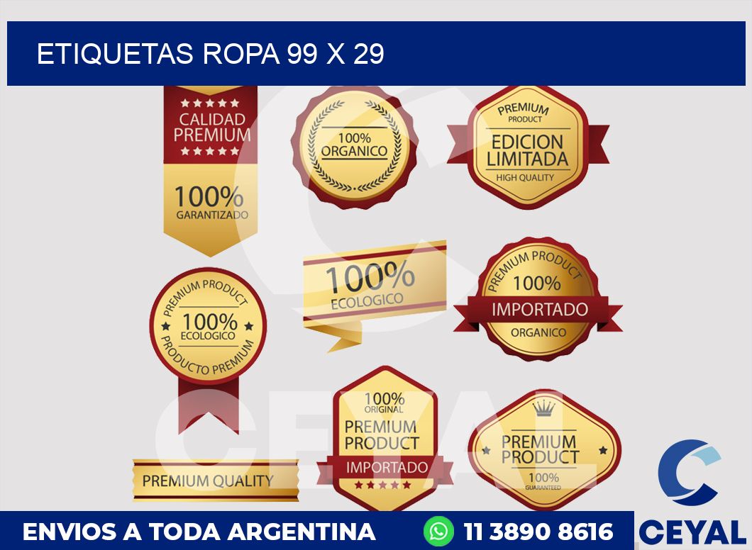 etiquetas ropa 99 x 29