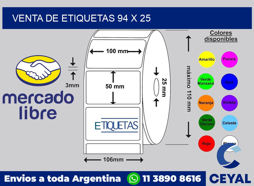 venta de etiquetas 94 x 25