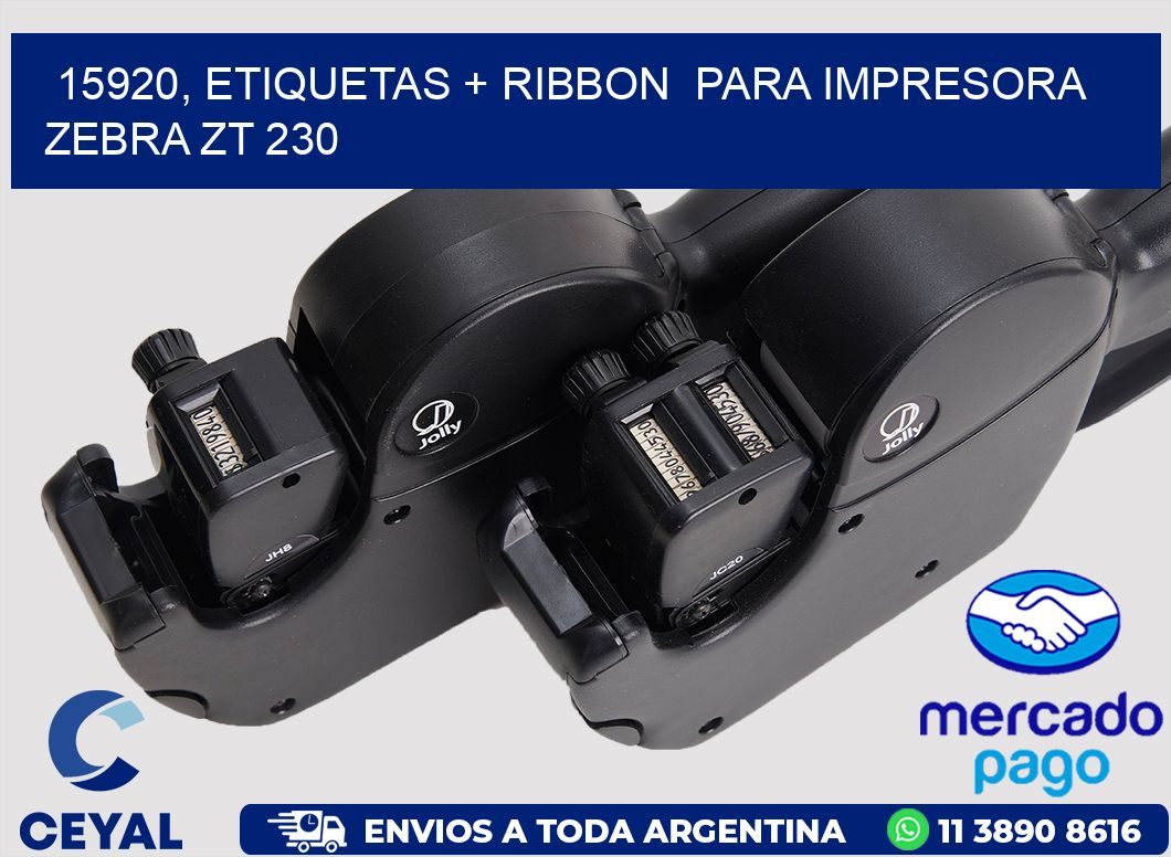 15920, etiquetas + ribbon  para impresora zebra ZT 230