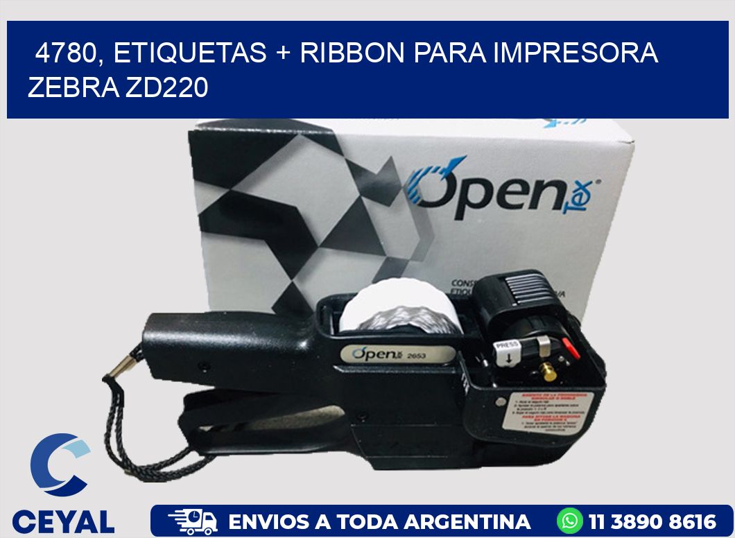 4780, etiquetas + ribbon para impresora zebra zd220