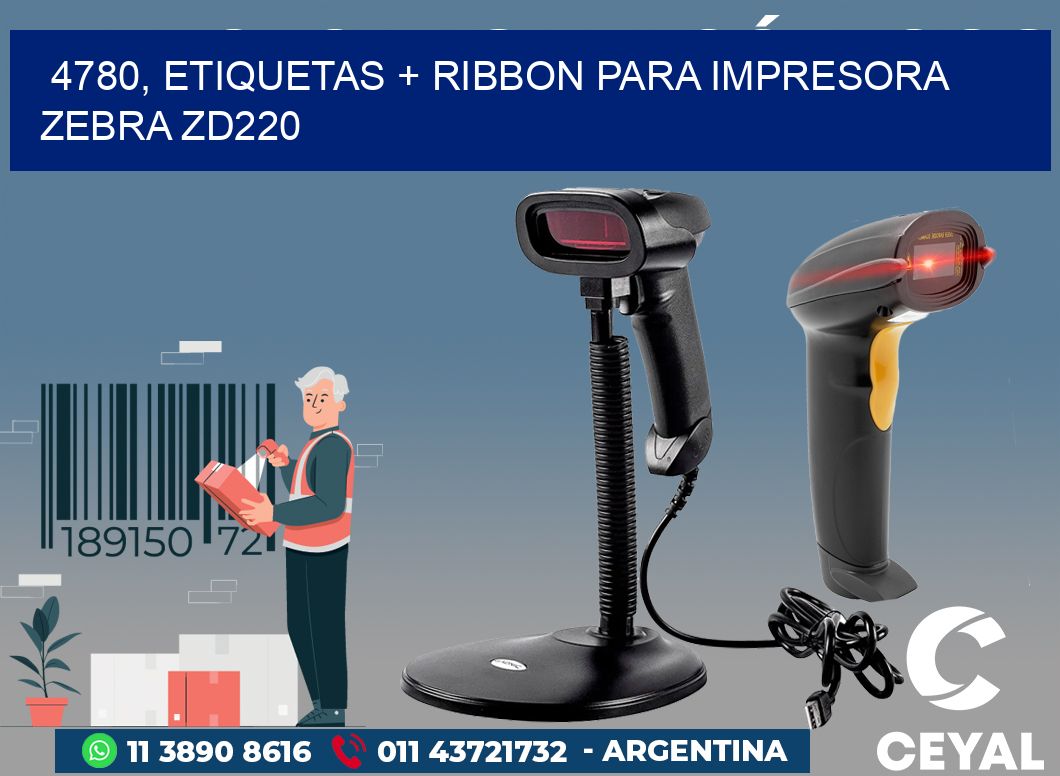 4780, etiquetas + ribbon para impresora zebra zd220