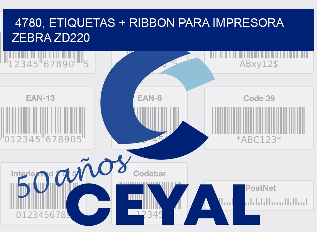 4780, etiquetas + ribbon para impresora zebra zd220