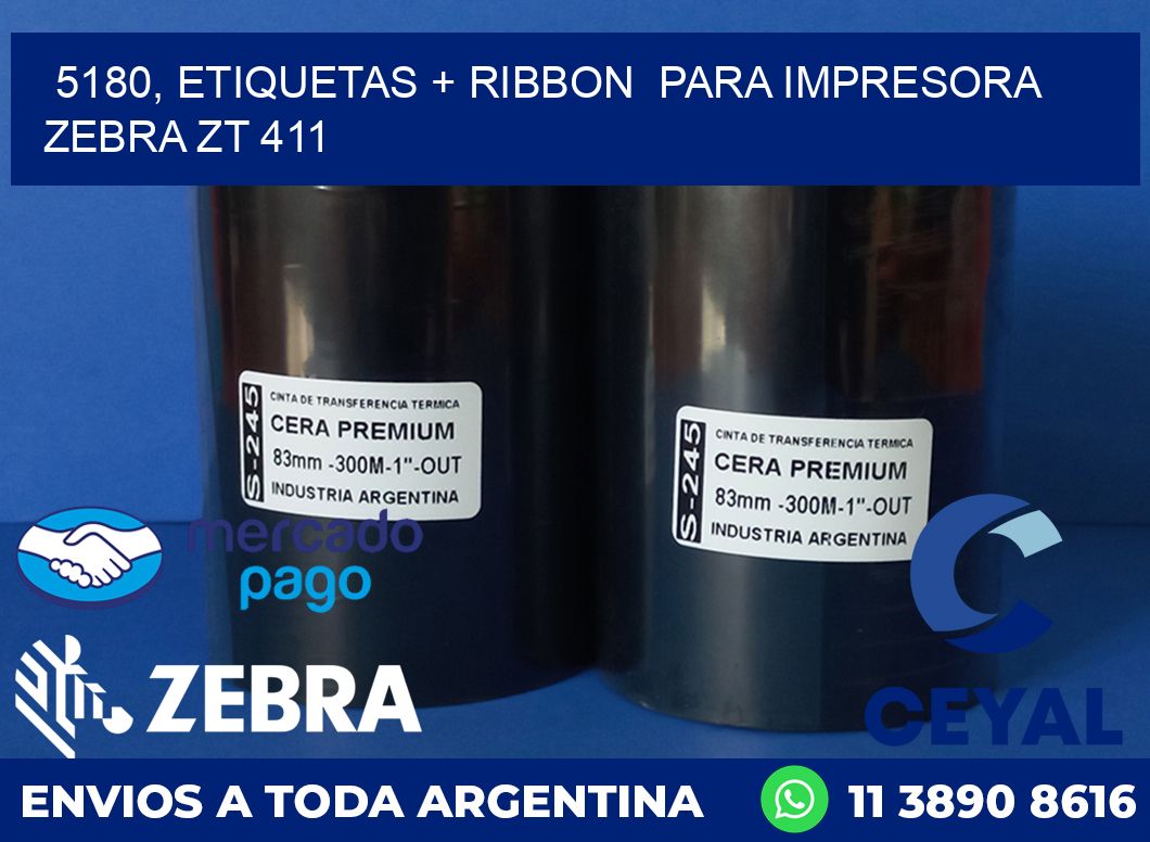 5180, etiquetas + ribbon  para impresora zebra ZT 411